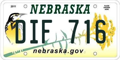 NE license plate DIF716