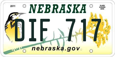 NE license plate DIF717