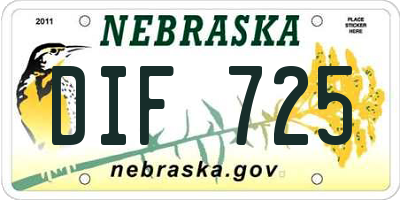 NE license plate DIF725