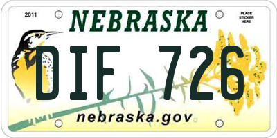 NE license plate DIF726