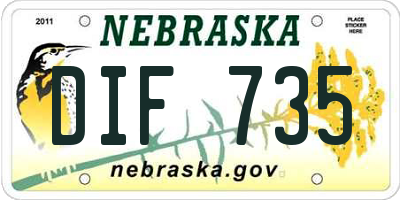 NE license plate DIF735