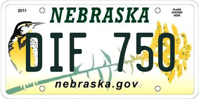 NE license plate DIF750