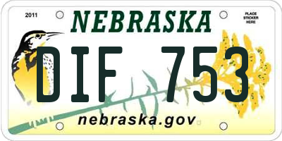 NE license plate DIF753