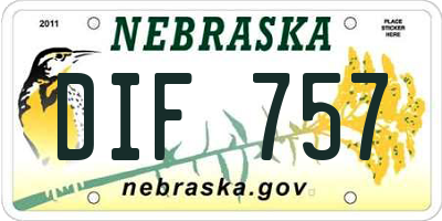 NE license plate DIF757