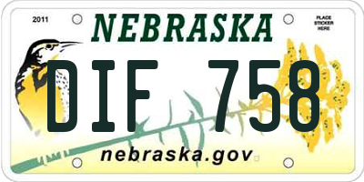 NE license plate DIF758