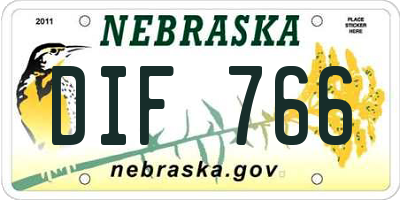 NE license plate DIF766