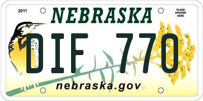 NE license plate DIF770