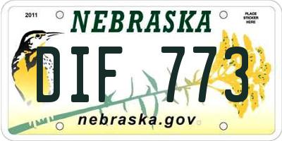 NE license plate DIF773