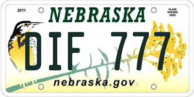 NE license plate DIF777