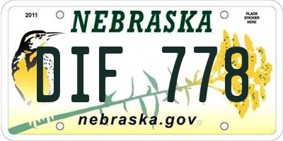 NE license plate DIF778