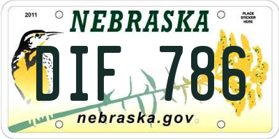 NE license plate DIF786