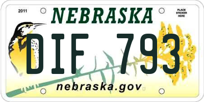 NE license plate DIF793