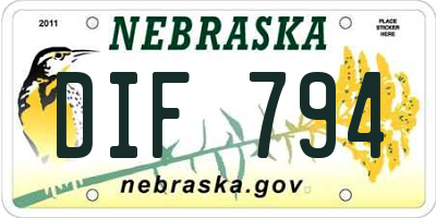 NE license plate DIF794