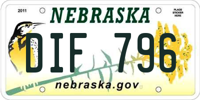 NE license plate DIF796