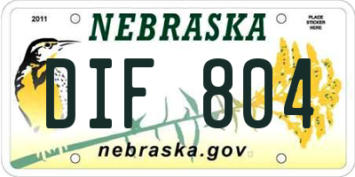 NE license plate DIF804