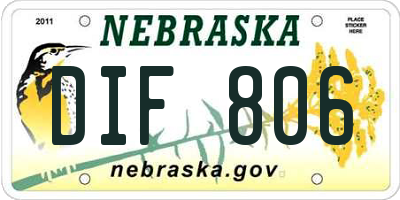 NE license plate DIF806