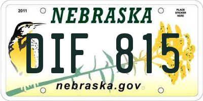 NE license plate DIF815