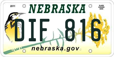 NE license plate DIF816
