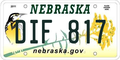 NE license plate DIF817