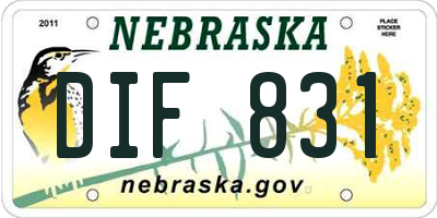 NE license plate DIF831