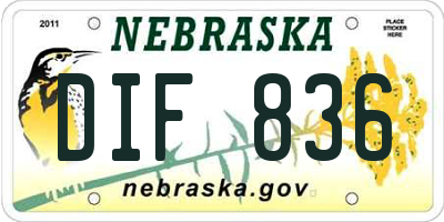 NE license plate DIF836