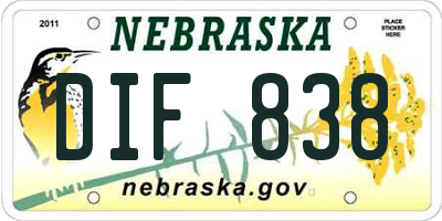 NE license plate DIF838
