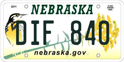 NE license plate DIF840