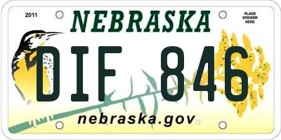 NE license plate DIF846