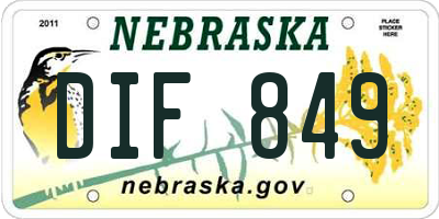 NE license plate DIF849