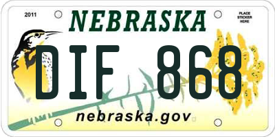 NE license plate DIF868