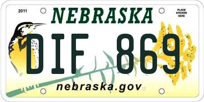 NE license plate DIF869
