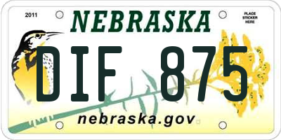 NE license plate DIF875