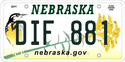 NE license plate DIF881
