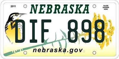 NE license plate DIF898