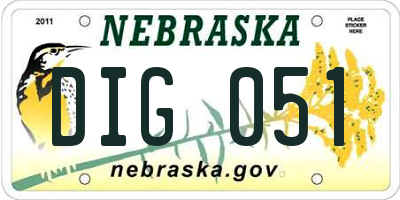 NE license plate DIG051