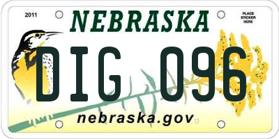 NE license plate DIG096