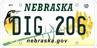 NE license plate DIG206