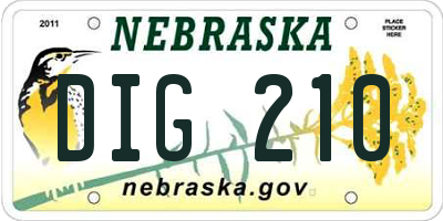 NE license plate DIG210