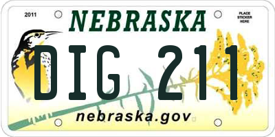 NE license plate DIG211