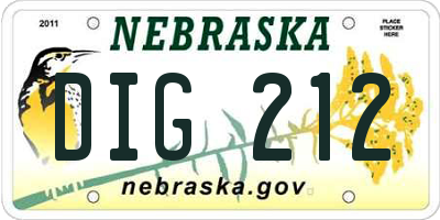 NE license plate DIG212