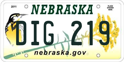 NE license plate DIG219