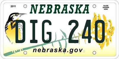 NE license plate DIG240
