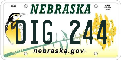 NE license plate DIG244
