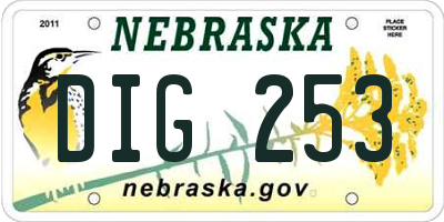 NE license plate DIG253