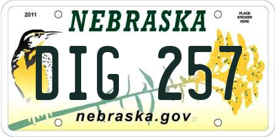 NE license plate DIG257