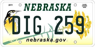 NE license plate DIG259
