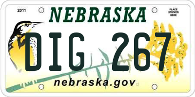 NE license plate DIG267
