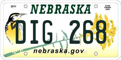 NE license plate DIG268