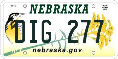 NE license plate DIG277