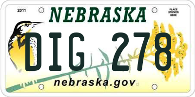 NE license plate DIG278
